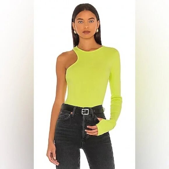 Agolde Tops - AGOLDE Bea Cutaway Bodysuit in Citron NWT